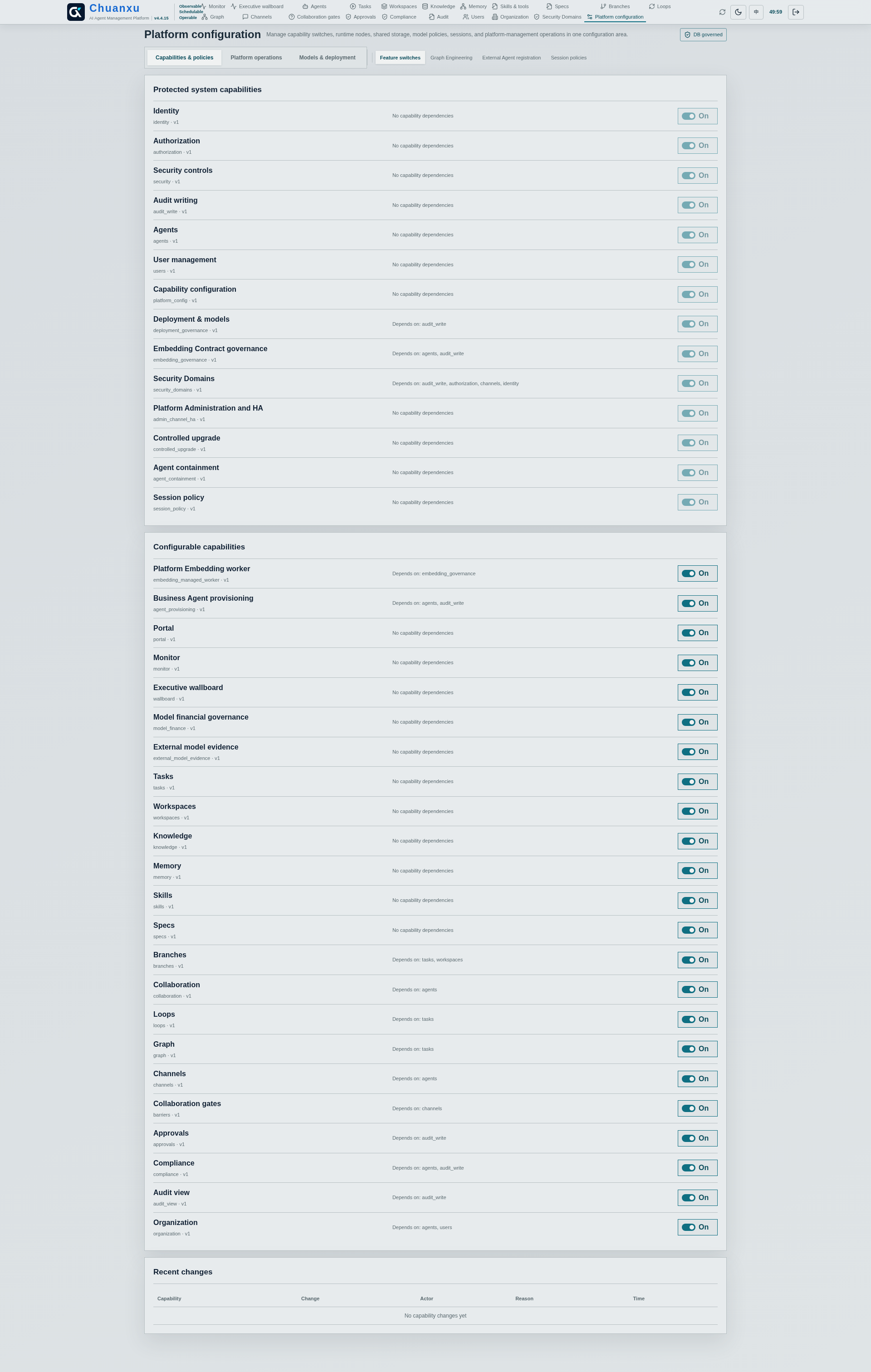 Chuanxu Dashboard capability configuration